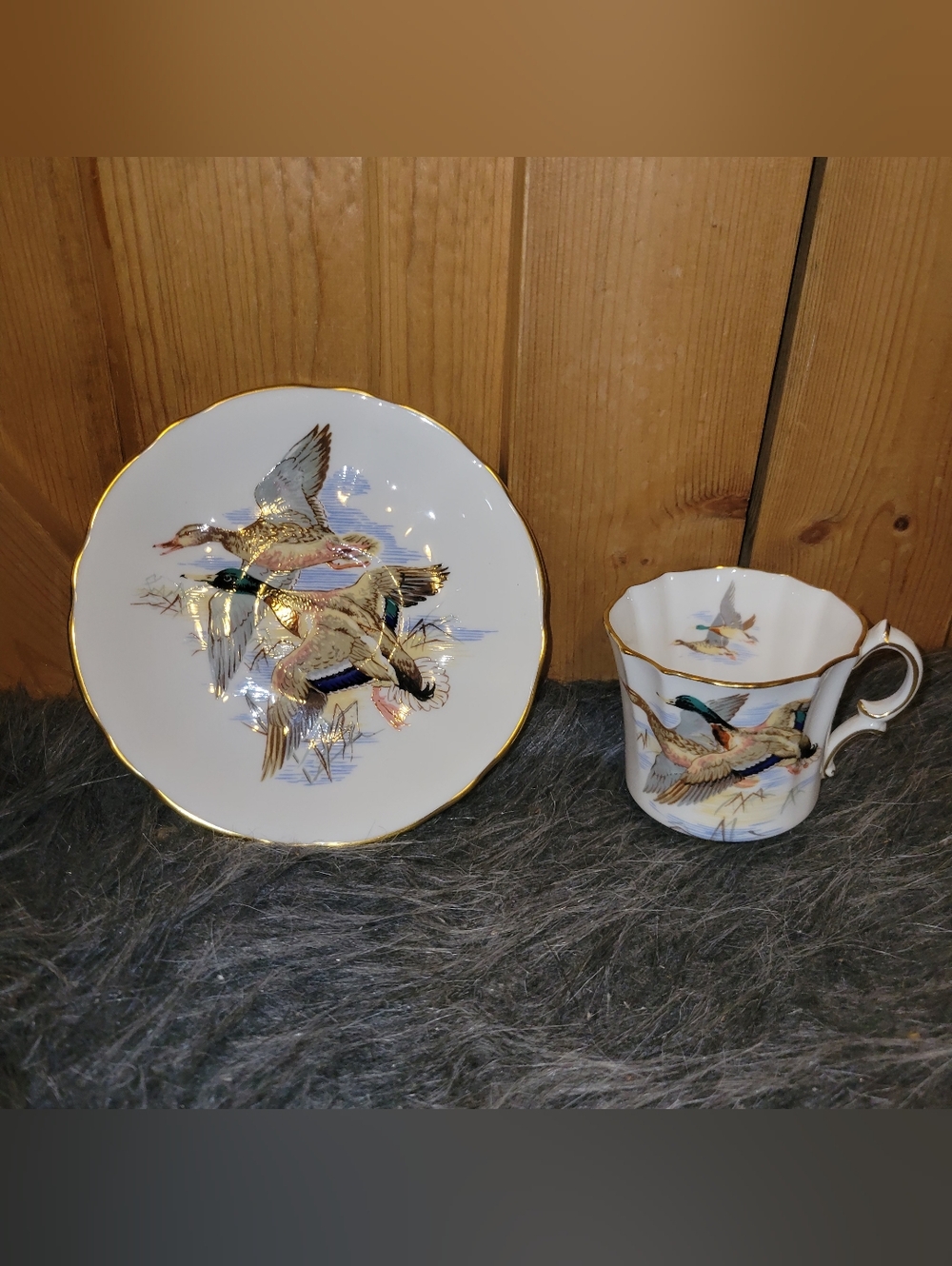 Vintage Hammersley & Co Bone China Mallard Duck Teacup & Saucer Set